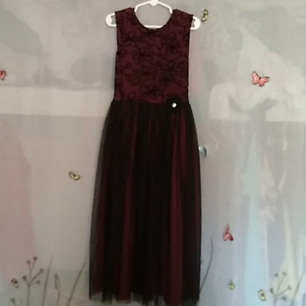 Formal girls dress black and burgundy